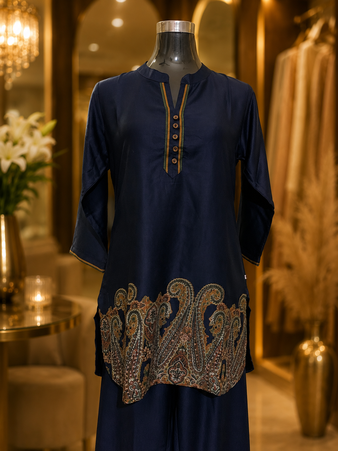 Noor Navy Gajji Coord Set ✨