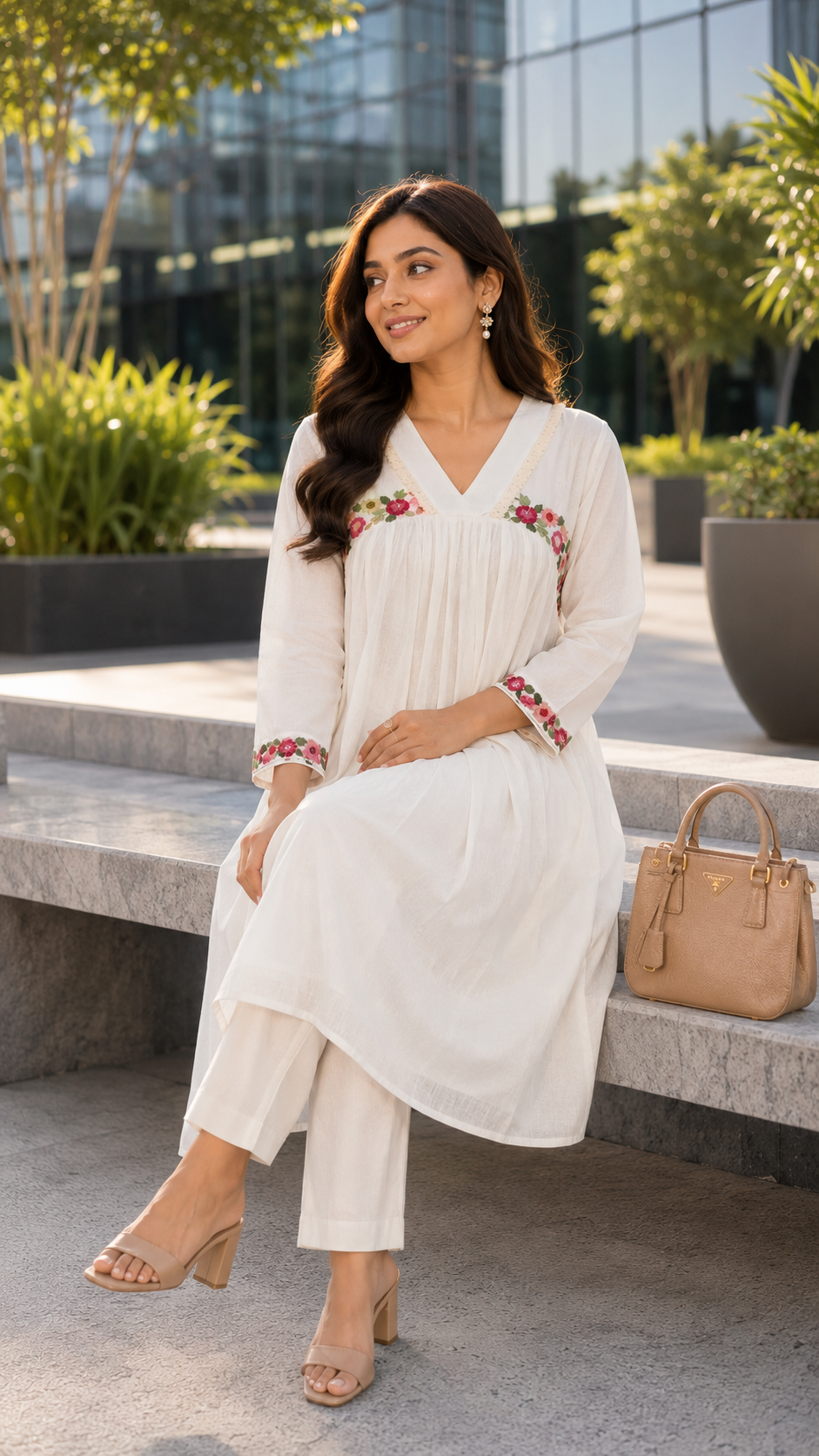 Ivory Embroidered Floral