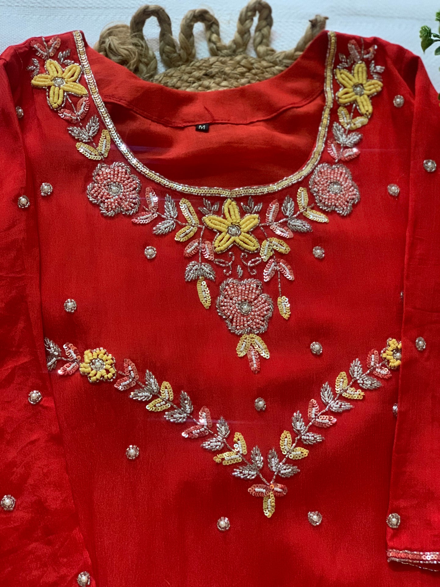 Saffron Chinon heavy handwork Sharara Set