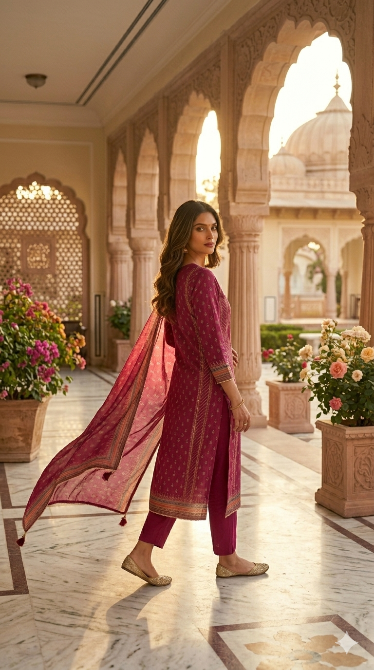 Royal Fuchsia Heritage Kurta Set