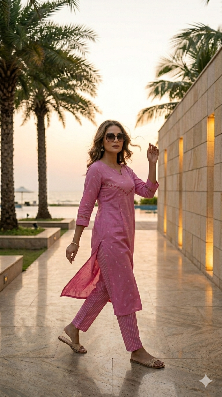 Rosé Jamdani Set