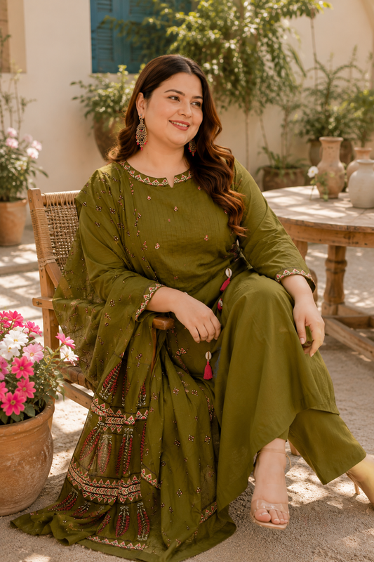 Olive Bloom Kurta Set