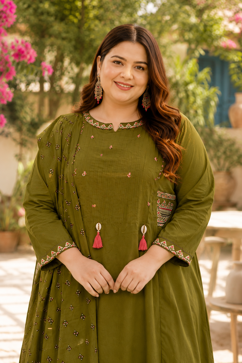 Olive Bloom Kurta Set