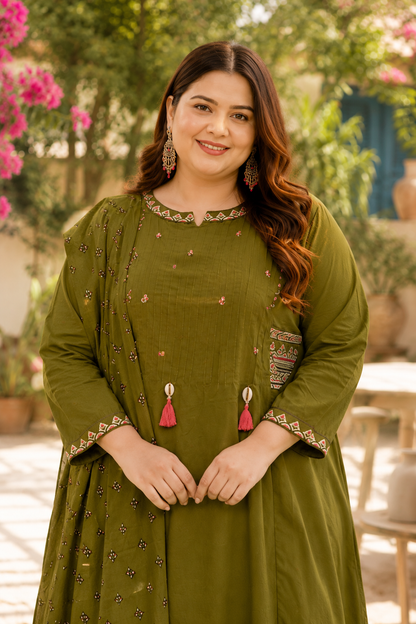 Olive Bloom Kurta Set