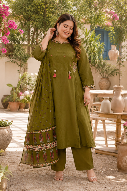 Olive Bloom Kurta Set