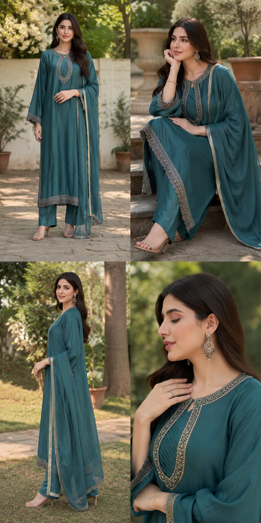 Afsana Teal kurta Set
