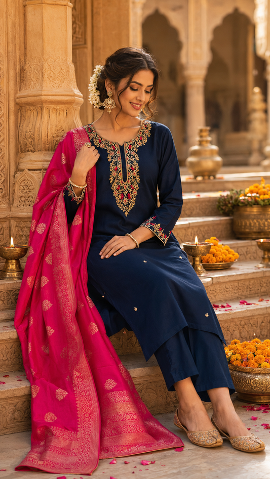 Midnight Banarasi Bloom Set