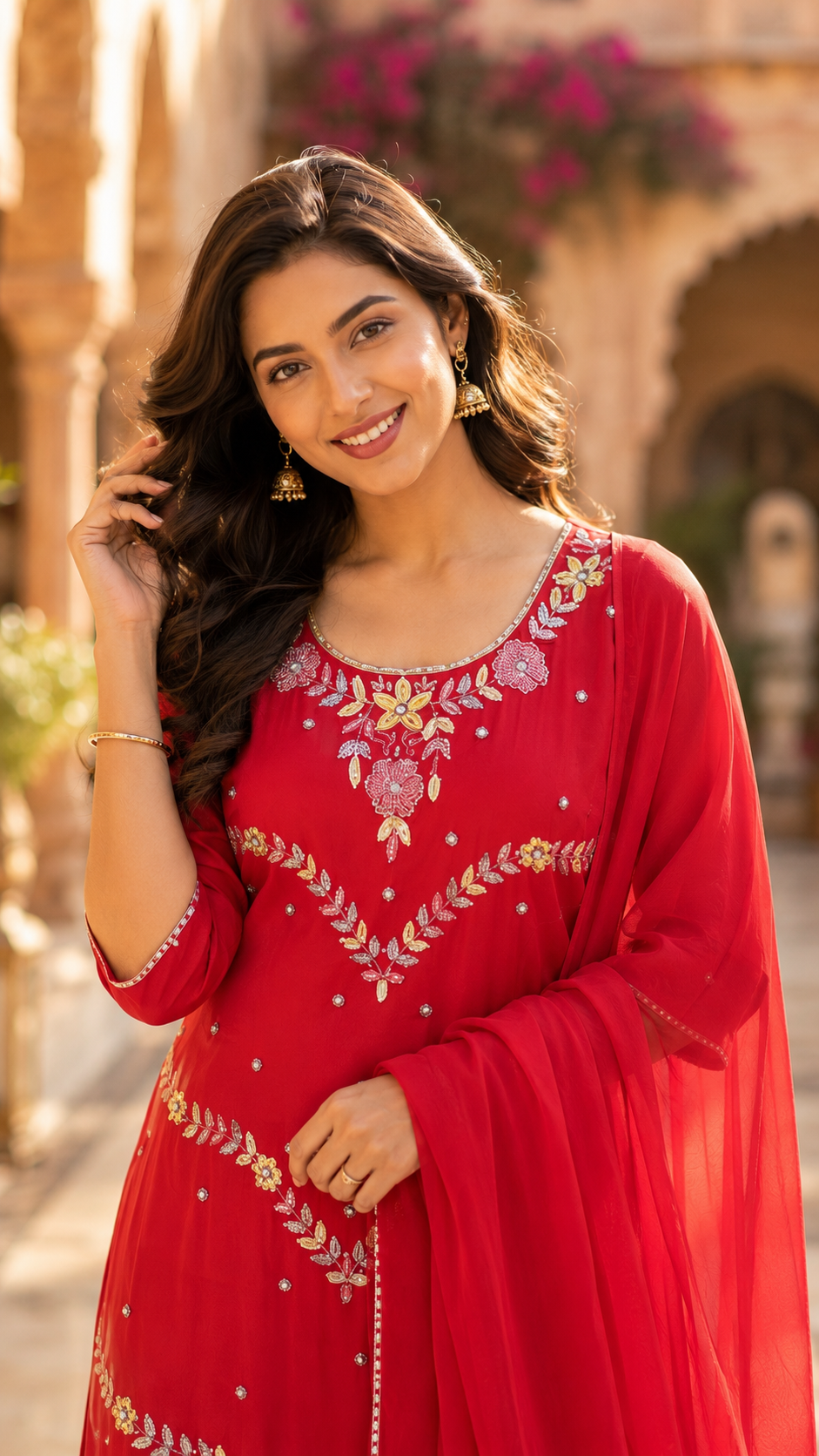 Saffron Chinon heavy handwork Sharara Set