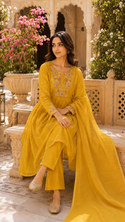Sunblush Mul Chanderi Set
