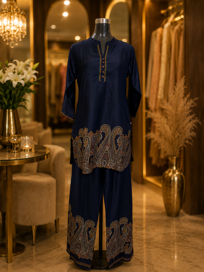 Noor Navy Gajji Coord Set ✨