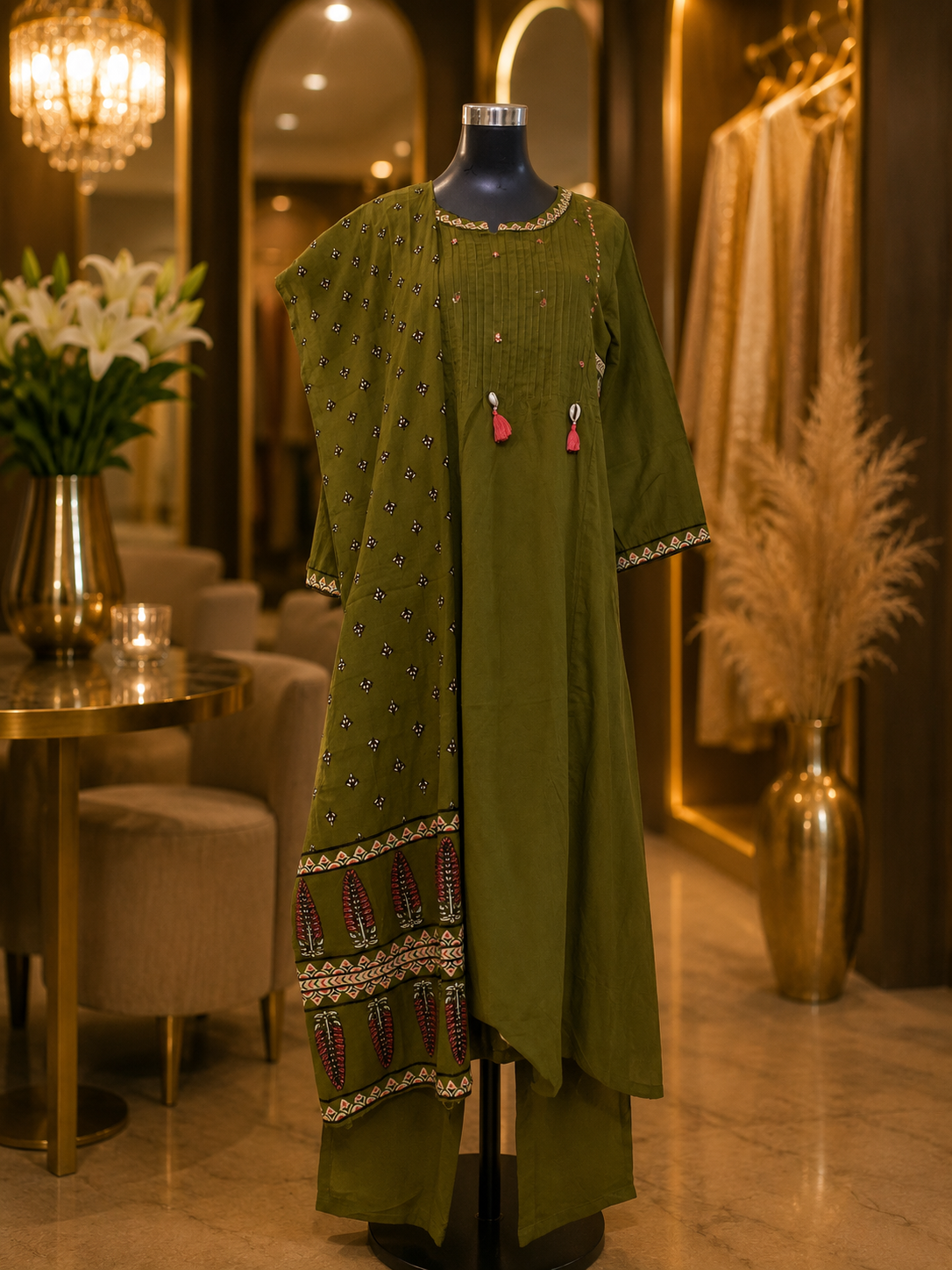 Olive Bloom Kurta Set
