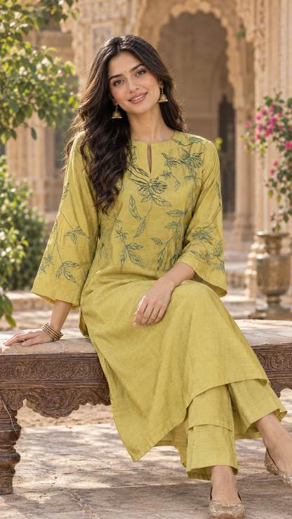 Mustard Meadow – Embroidered Kurta Set