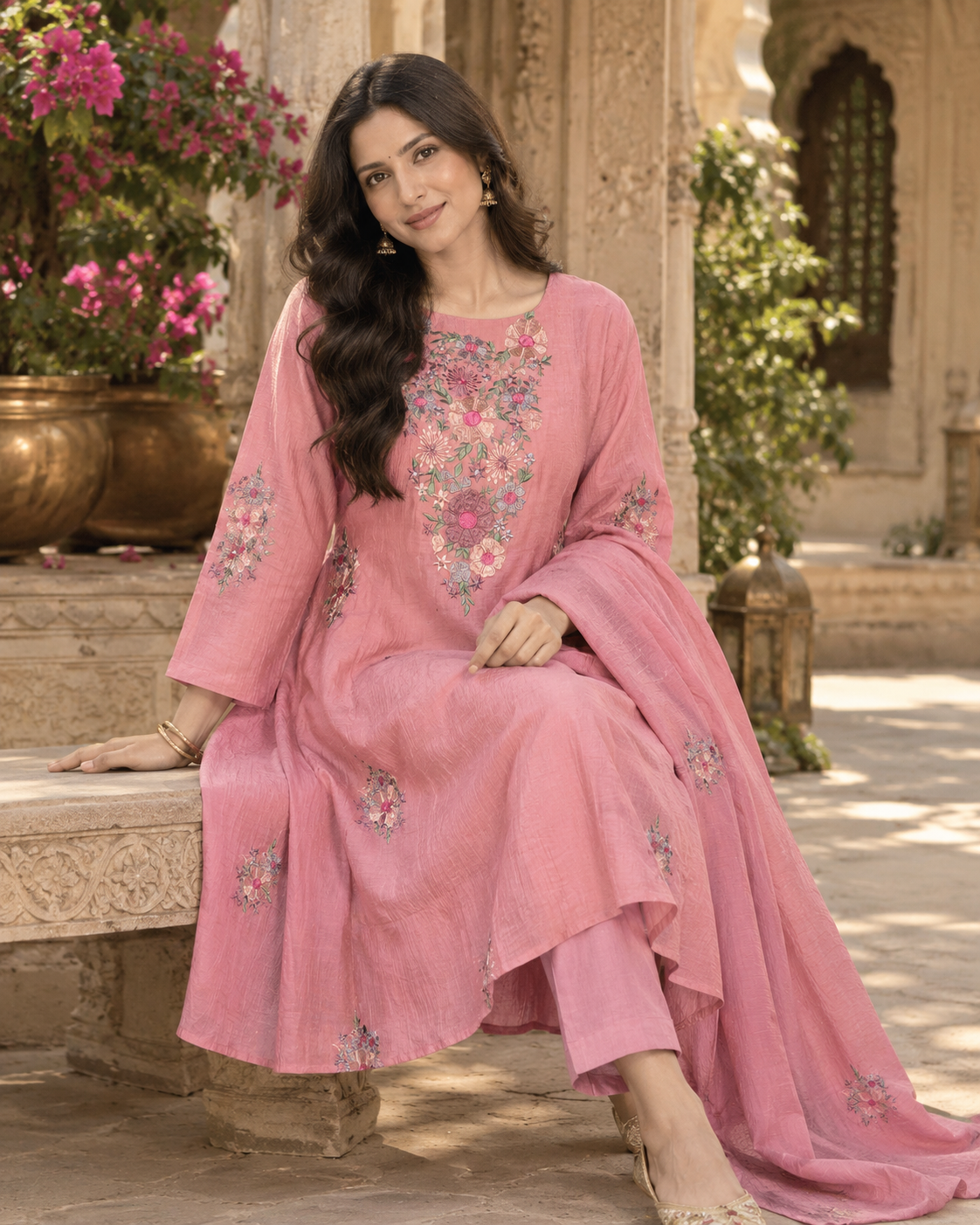 Rosé Romance – Pali Silk A-Line Kurta Set