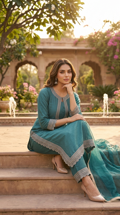 Afsana Teal kurta Set