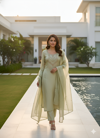 Sofiyana Pistachio Silk Set