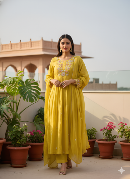 Sunblush Mul Chanderi Set
