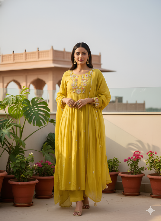 Sunblush Mul Chanderi Set
