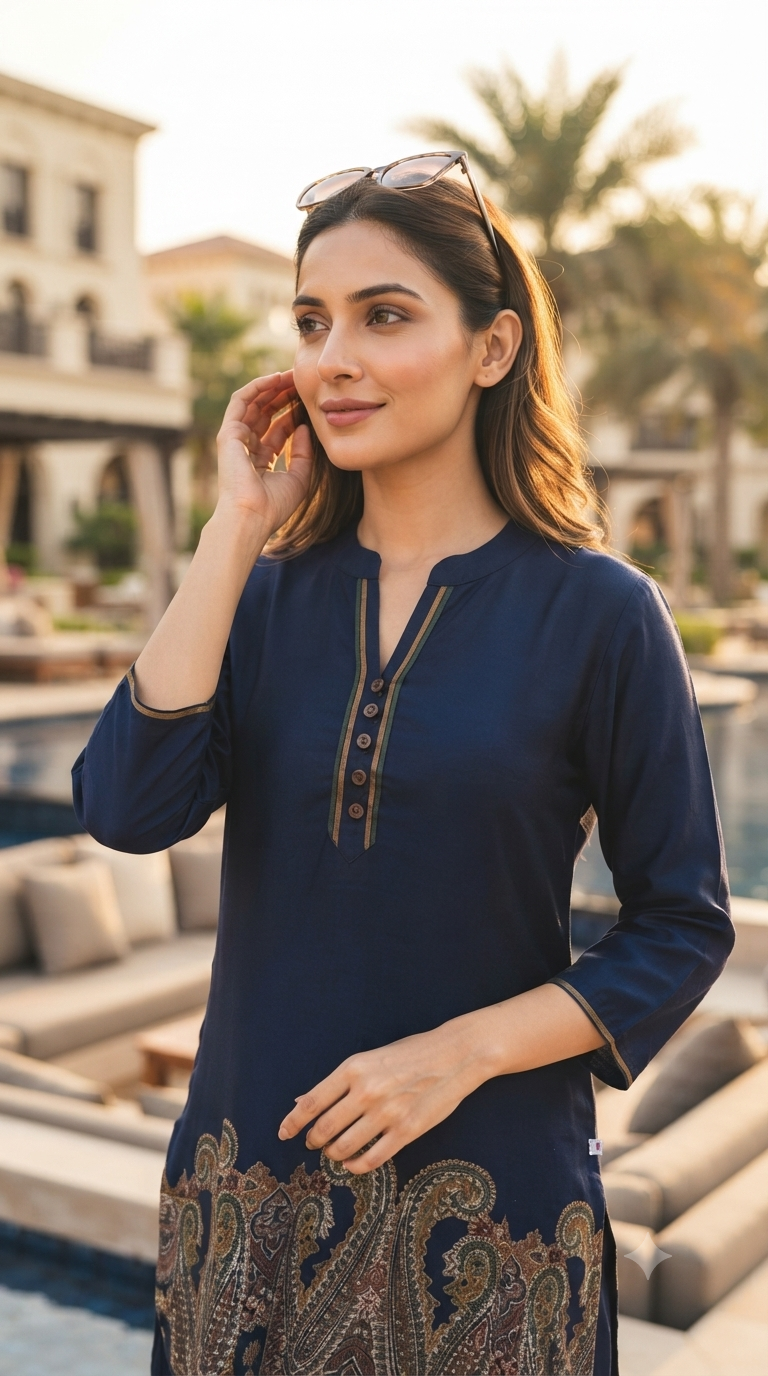 Noor Navy Gajji Coord Set ✨