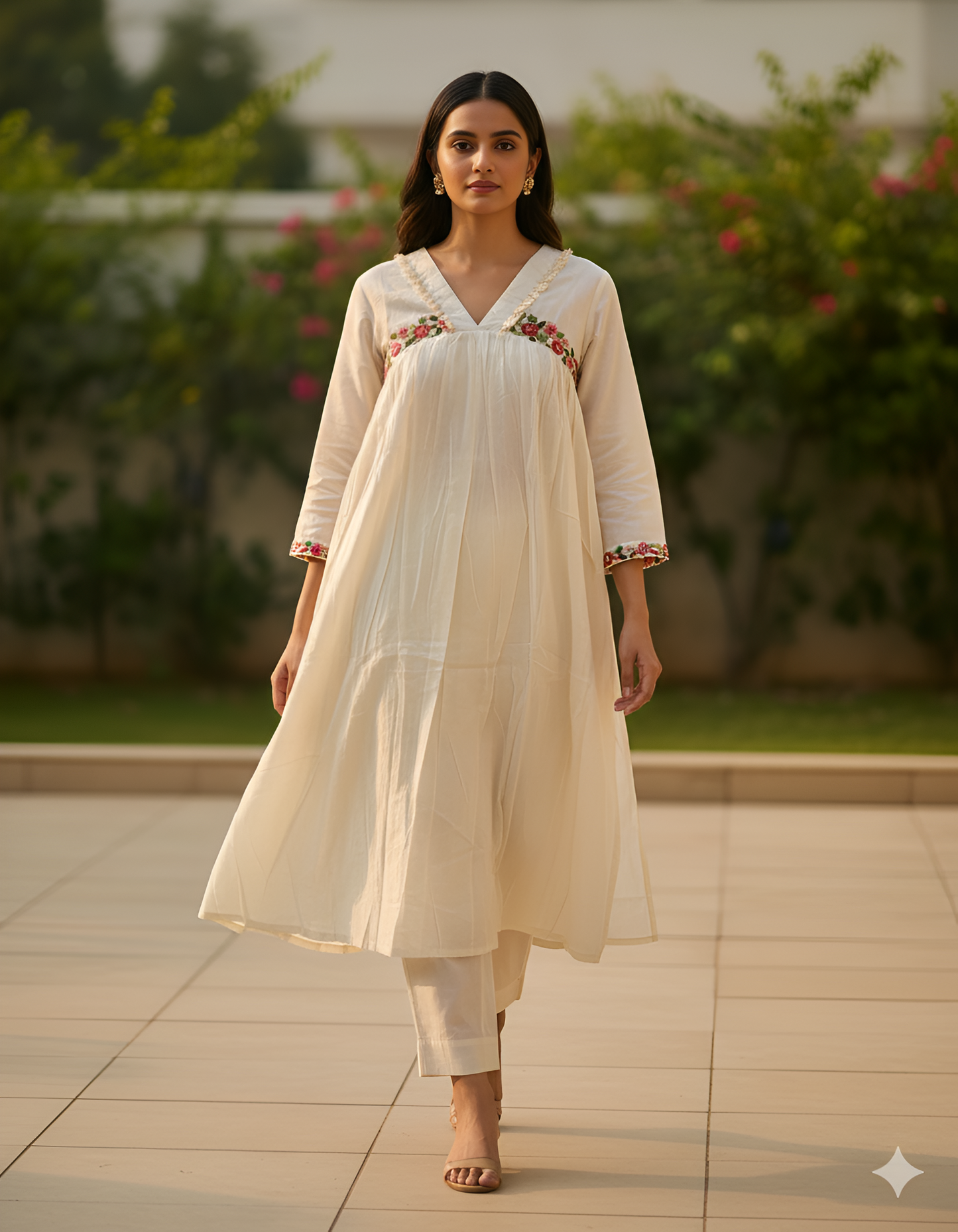 Ivory Embroidered Floral