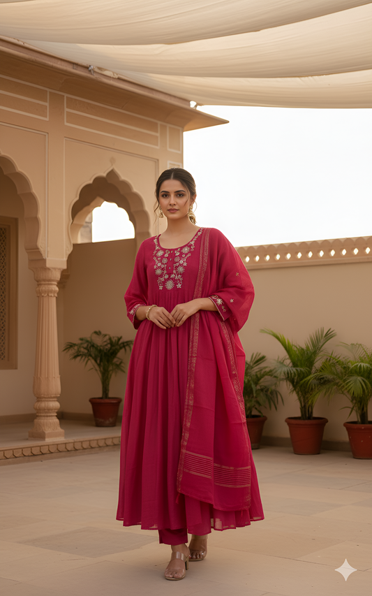 Sunblush Mul Chanderi Set