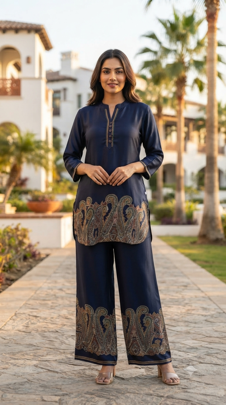 Noor Navy Gajji Coord Set ✨