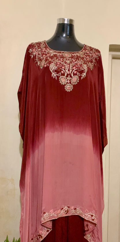 Wine Blossom Kaftan Co-ord