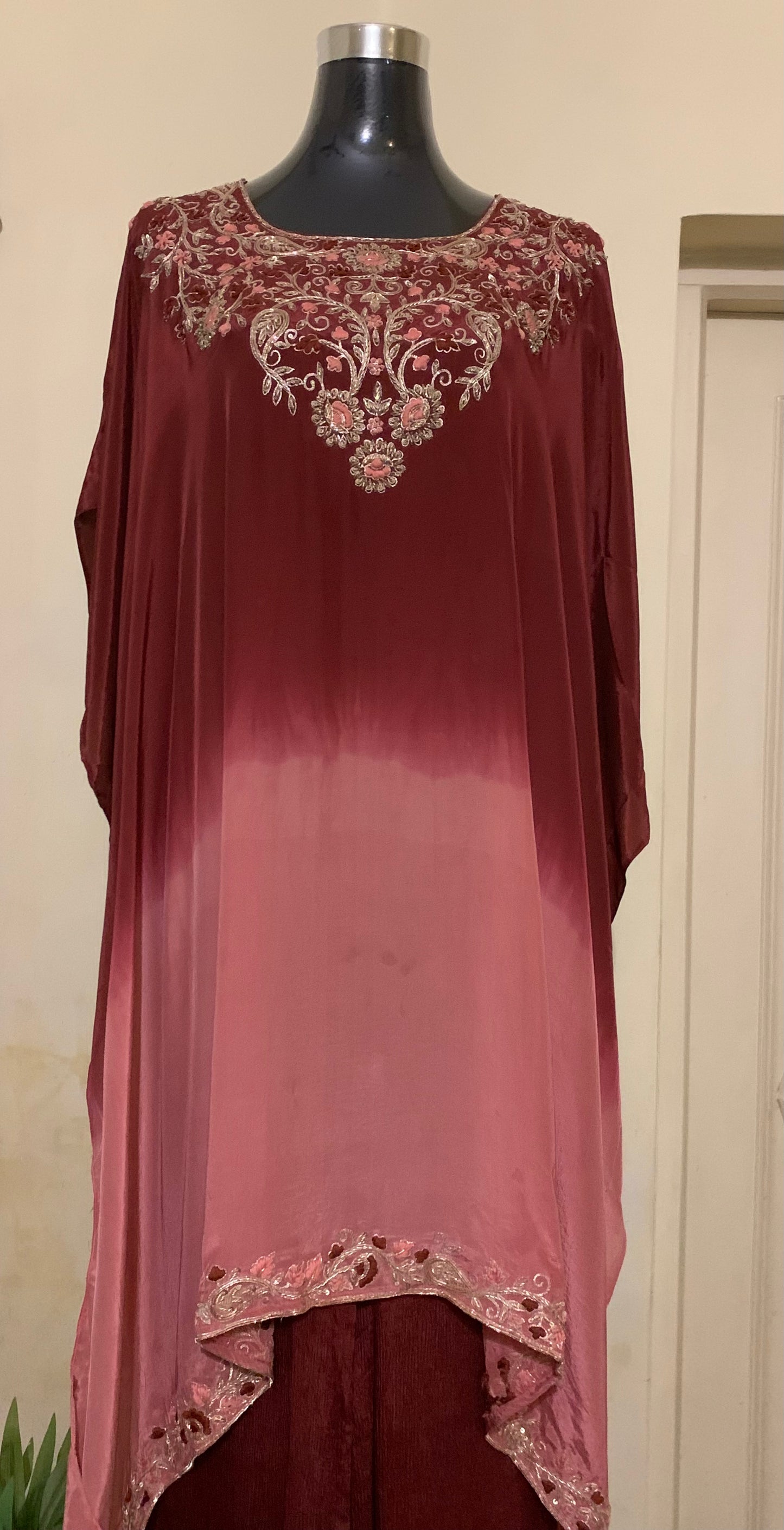 Wine Blossom Kaftan Co-ord
