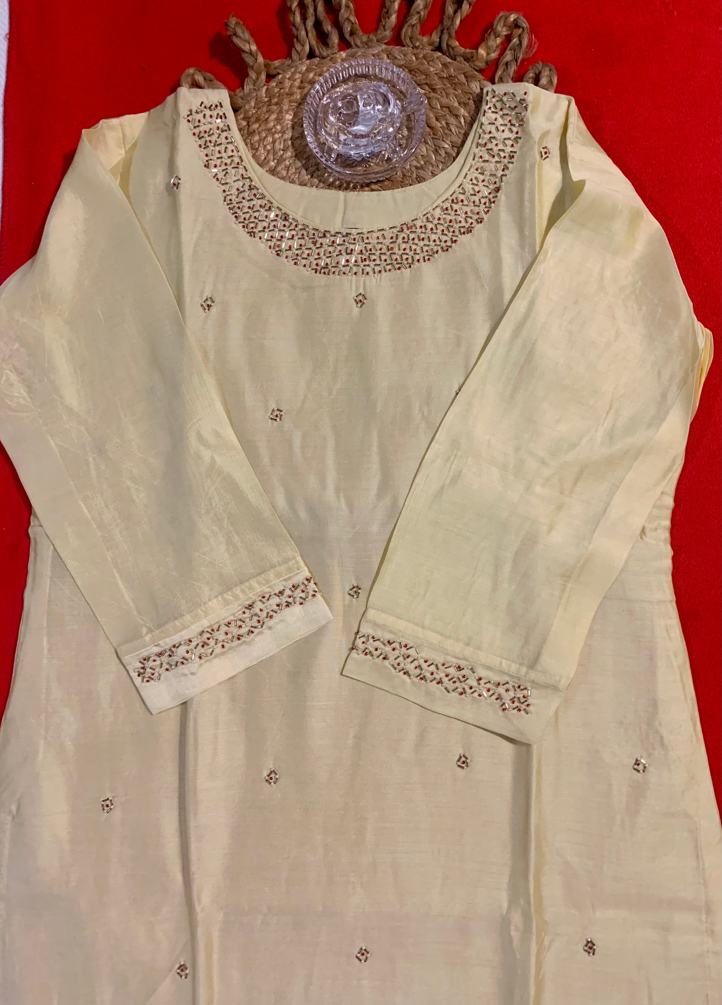 Ivory handwork kurta set
