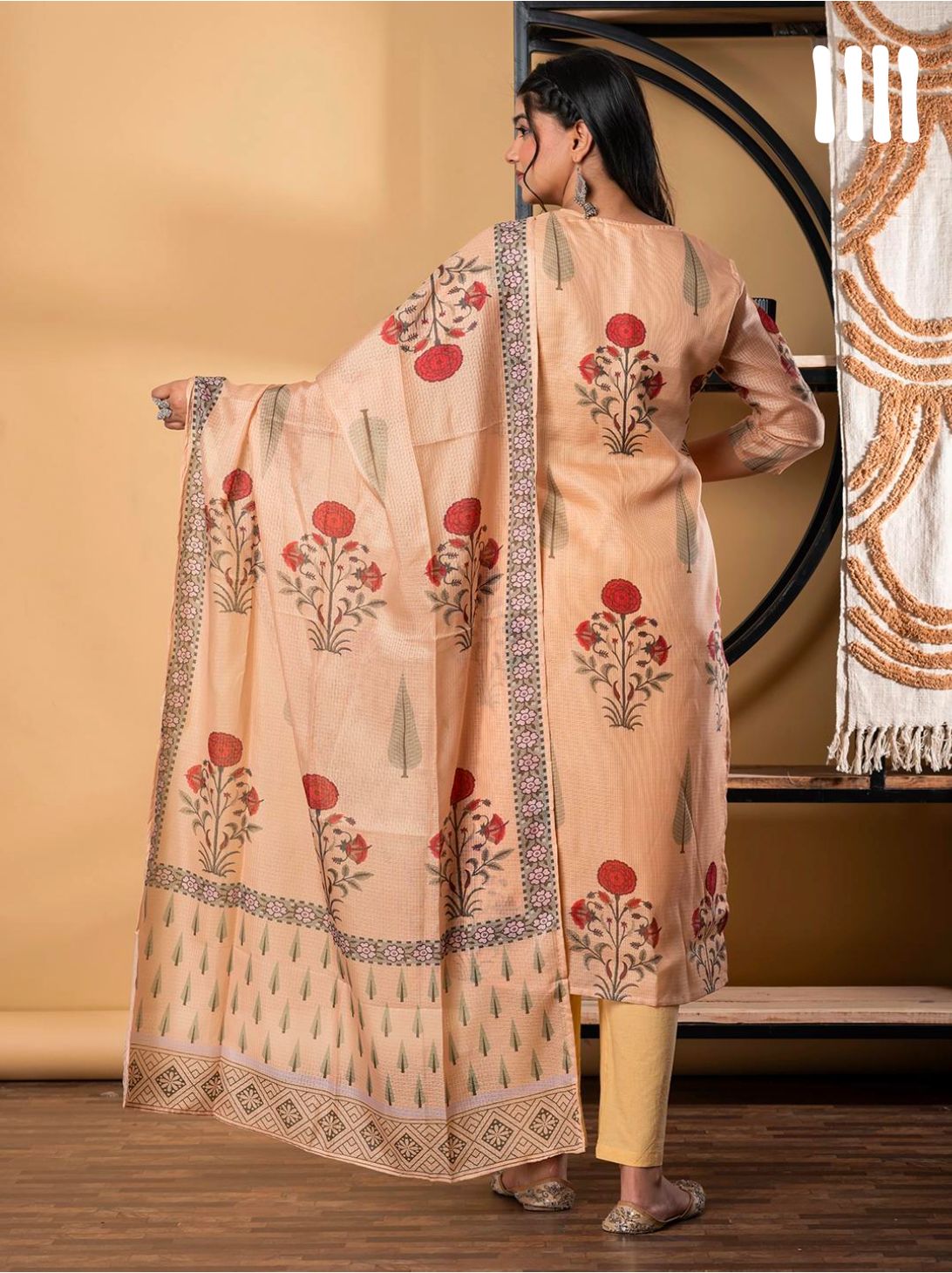 Peach Petal Kota Doria Suit