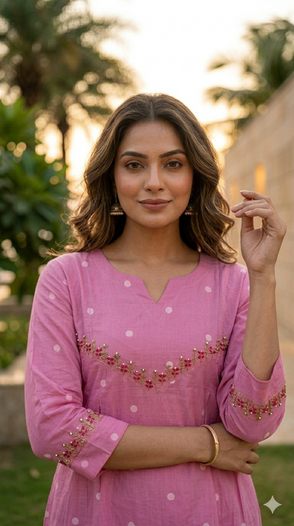Rosé Jamdani Set