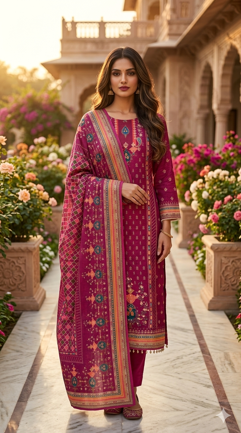 Royal Fuchsia Heritage Kurta Set