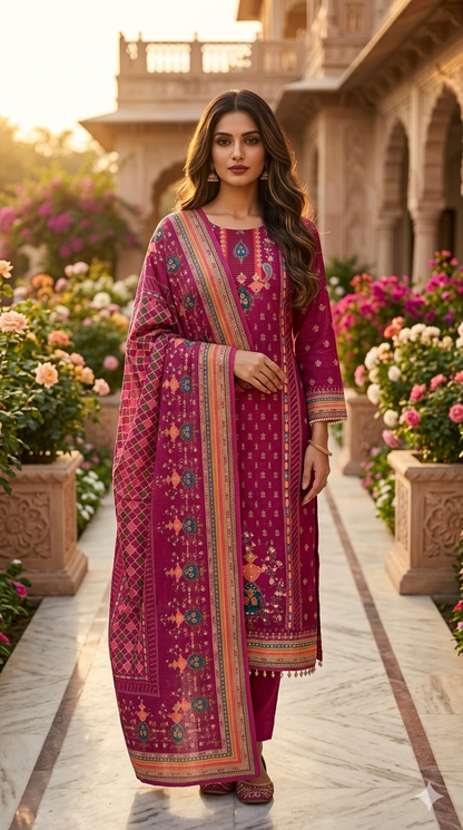 Royal Fuchsia Heritage Kurta Set