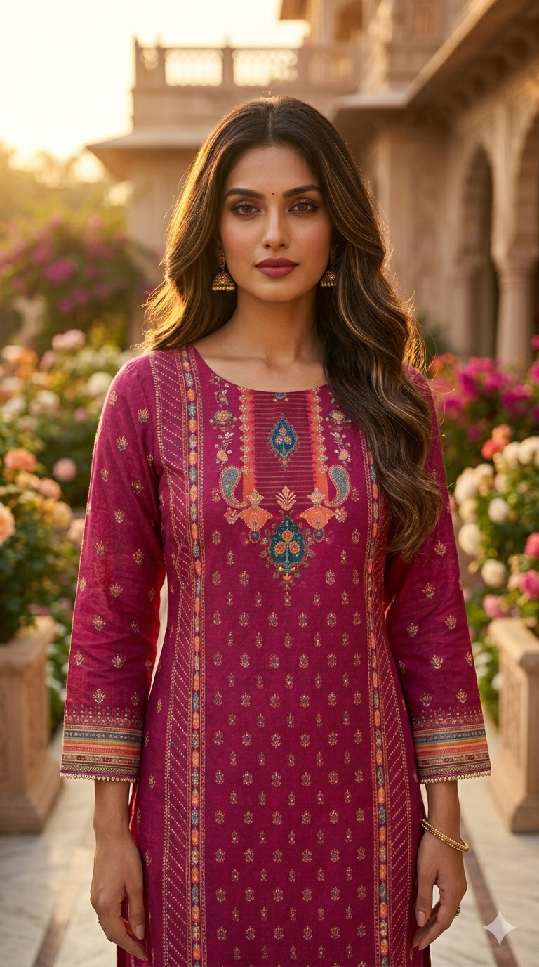 Royal Fuchsia Heritage Kurta Set