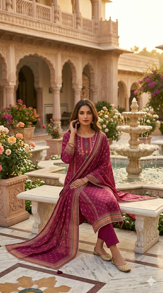 Royal Fuchsia Heritage Kurta Set