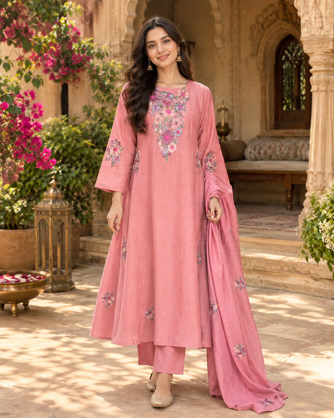 Rosé Romance – Pali Silk A-Line Kurta Set