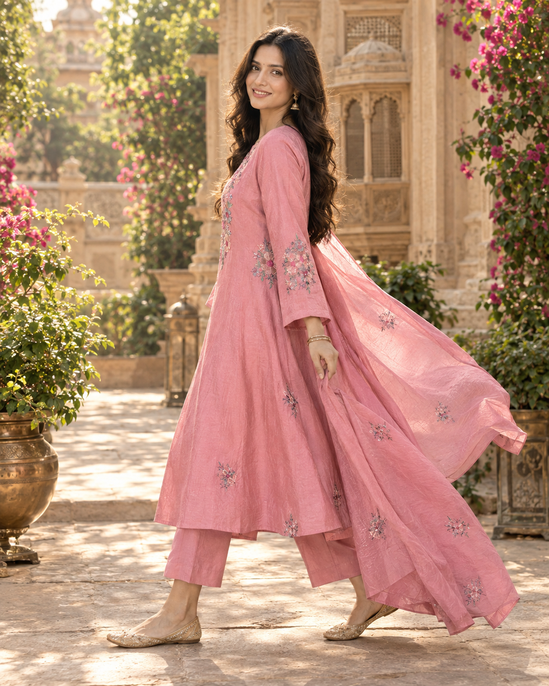 Rosé Romance – Pali Silk A-Line Kurta Set