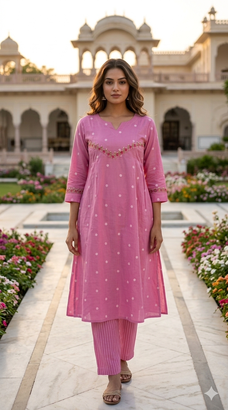 Rosé Jamdani Set