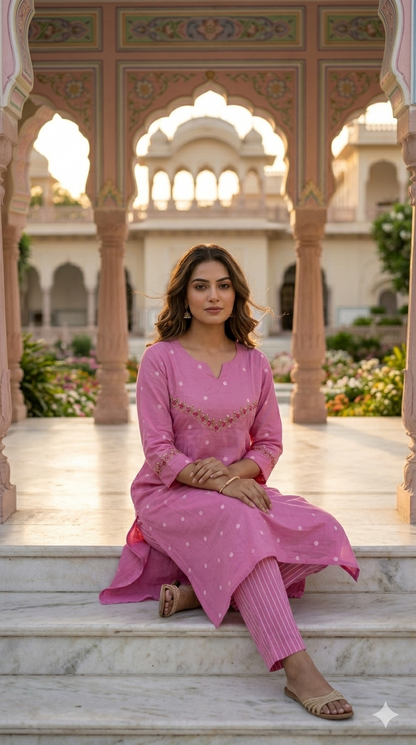 Rosé Jamdani Set