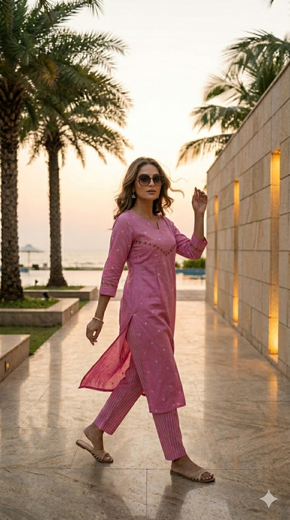 Rosé Jamdani Set