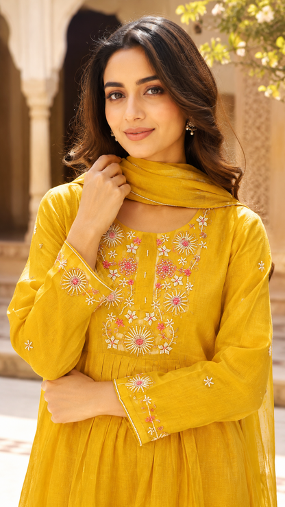 Sunblush Mul Chanderi Set