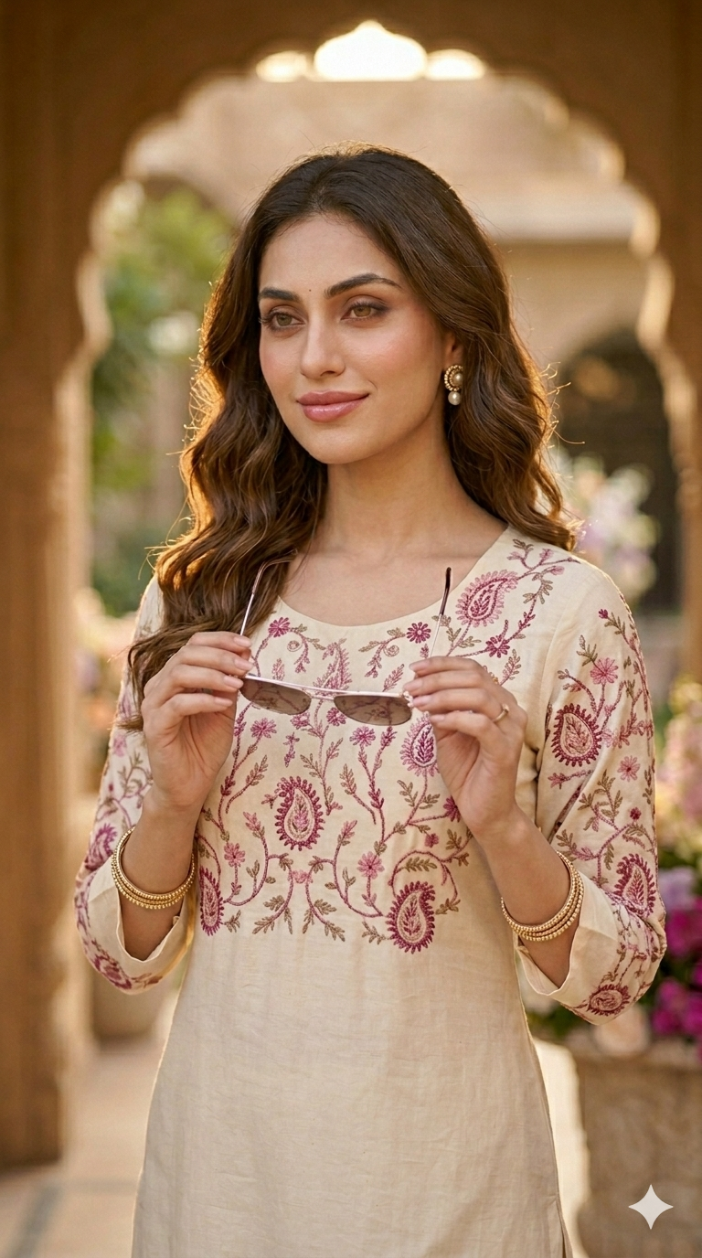Noor Ivory Kasmiri Set