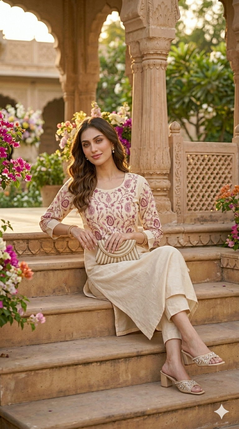Noor Ivory Kasmiri Set