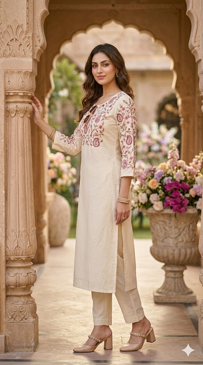 Noor Ivory Kasmiri Set