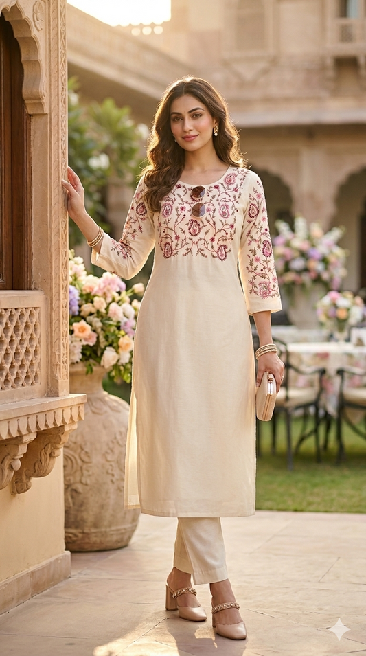 Noor Ivory Kasmiri Set