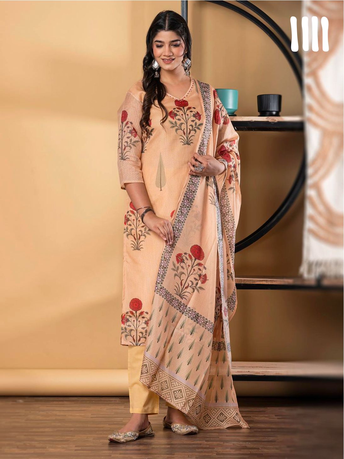 Peach Petal Kota Doria Suit