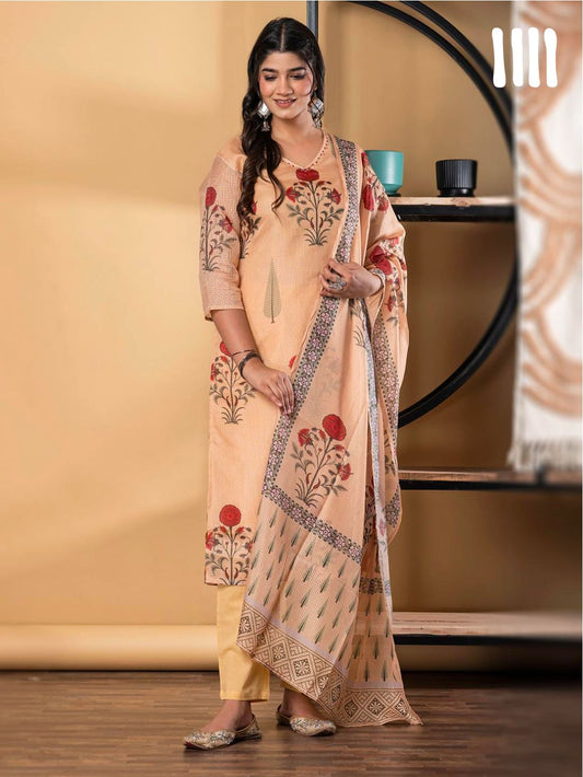 Peach Petal Kota Doria Suit